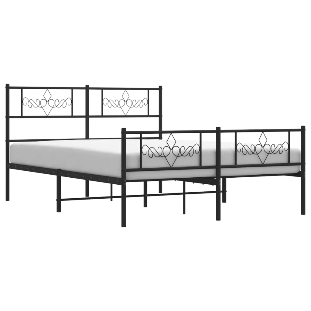 Metal Bed Frame without Mattress with Footboard Black 53.1"x74.8"