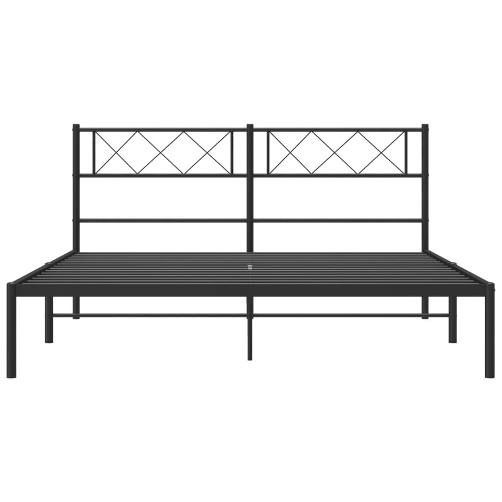 Metal Bed Frame without Mattress with Headboard Black 53.1"x74.8"