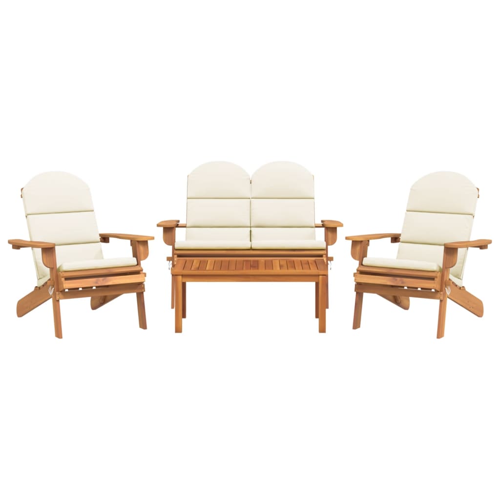 4 Piece Adirondack Patio Lounge Set Solid Wood Acacia