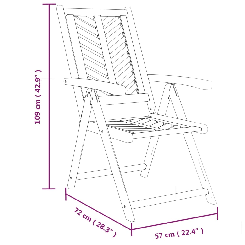 Reclining Patio Chairs 2 pcs Solid Wood Acacia