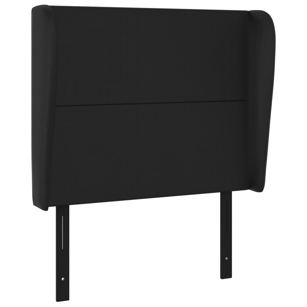 Headboard with Ears Black 40.6"x9.1"x46.5"/50.4" Faux Leather