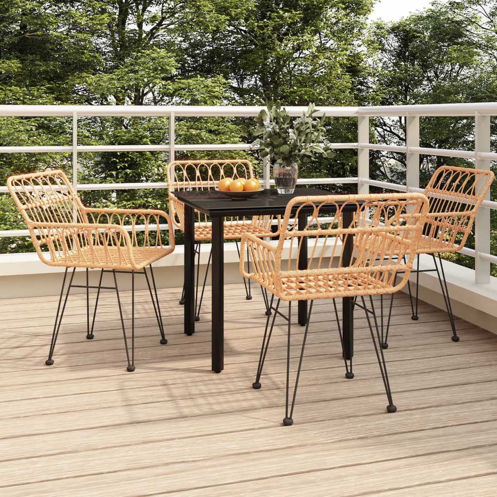 5 Piece Patio Dining Set Poly Rattan