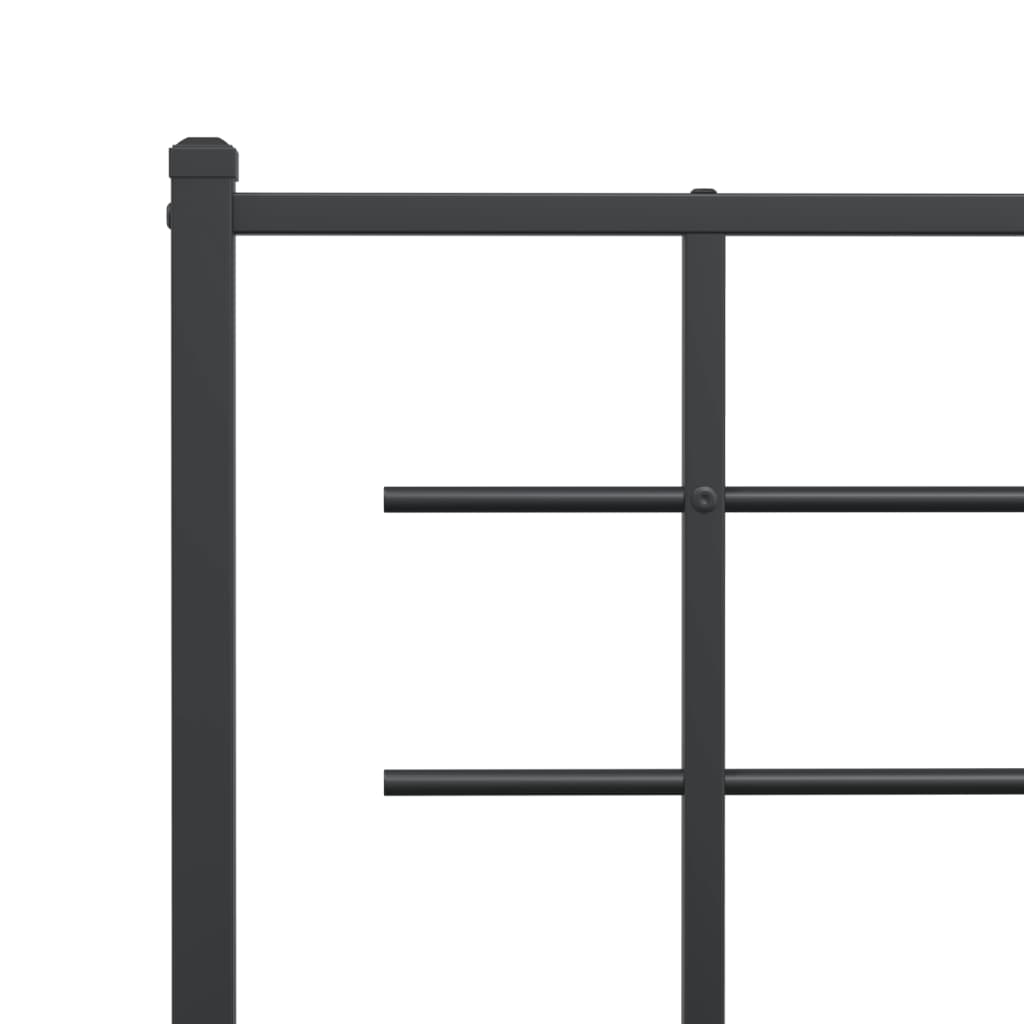 Metal Bed Frame without Mattress with Footboard Black 59.1"x78.7"