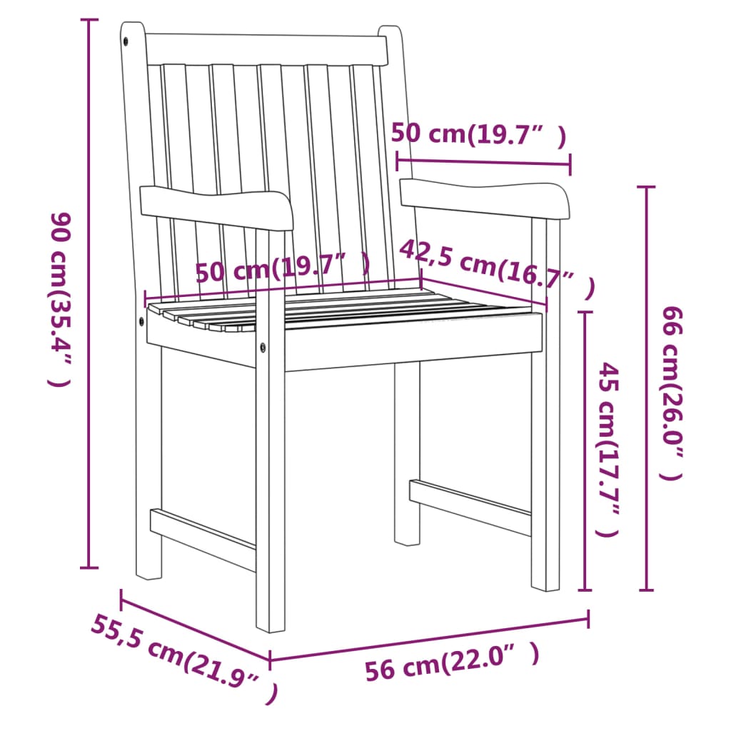 Patio Chairs 2 pcs Solid Acacia Wood