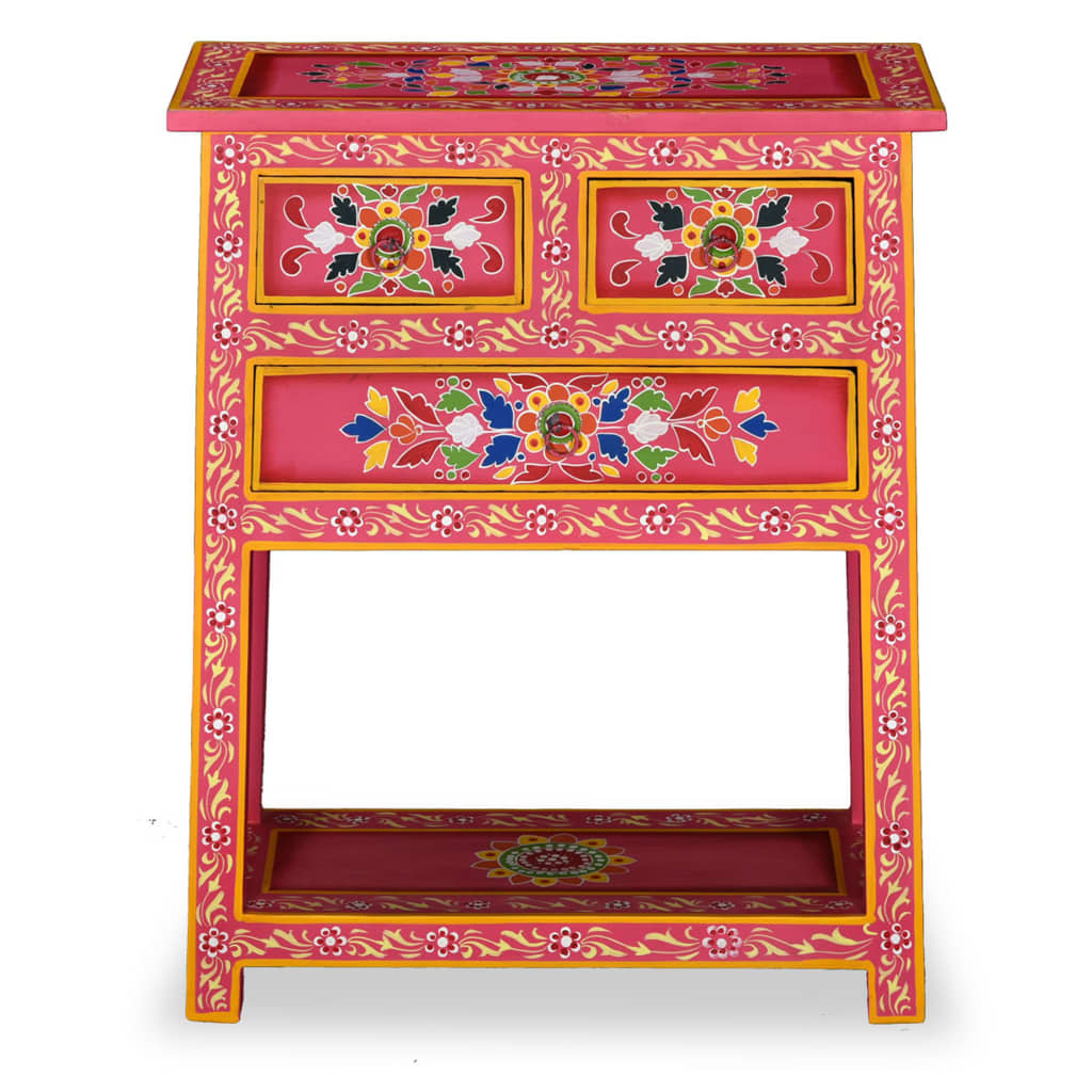 Sideboard with Drawers Pink 23.6"x11.8"x29.9" Solid Wood Mango