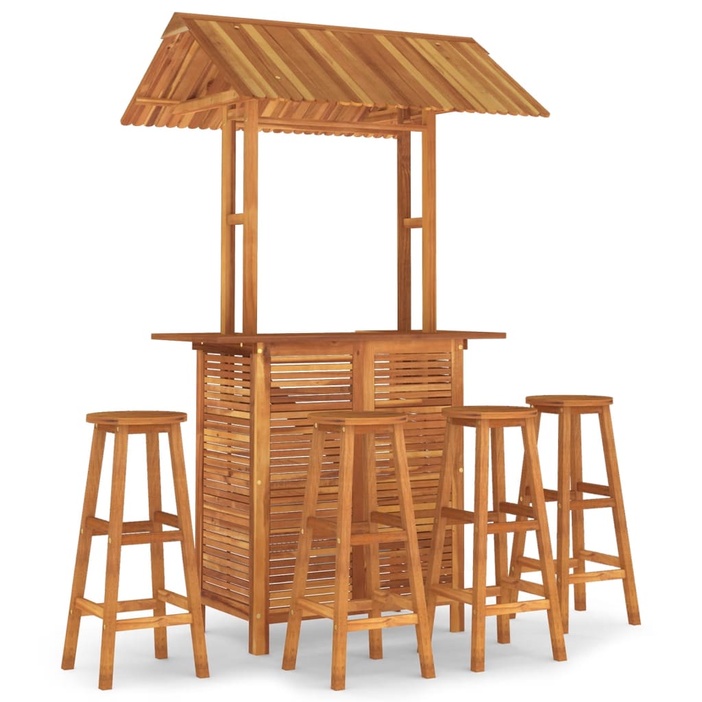 5 Piece Patio Bar Set Solid Wood Acacia