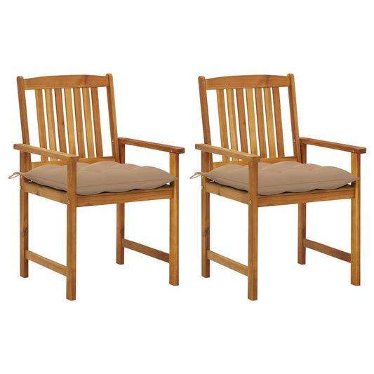 Patio Chairs with Cushions 2 pcs Solid Acacia Wood