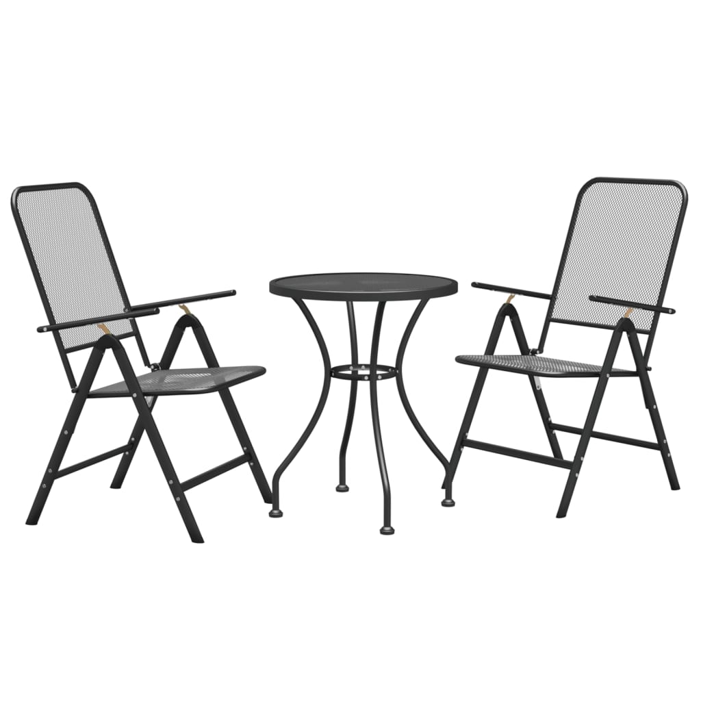 3 Piece Patio Dining Set Expanded Metal Mesh Anthracite