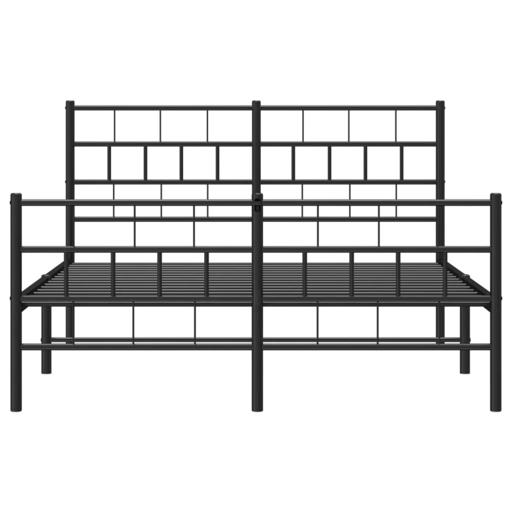 Metal Bed Frame without Mattress with Footboard Black 59.1"x78.7"