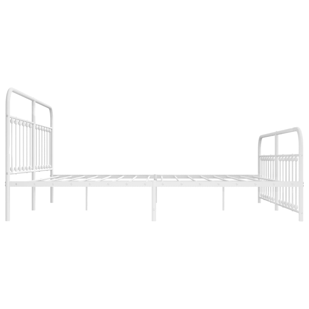 Metal Bed Frame without Mattress with Footboard White 76"x79.9"