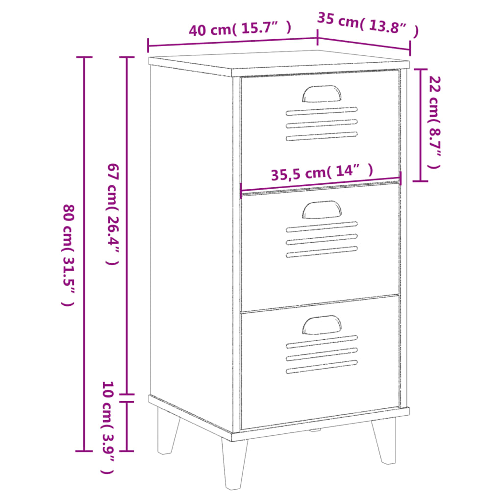 Bedside Cabinet VIKEN Anthracite Gray Engineered Wood