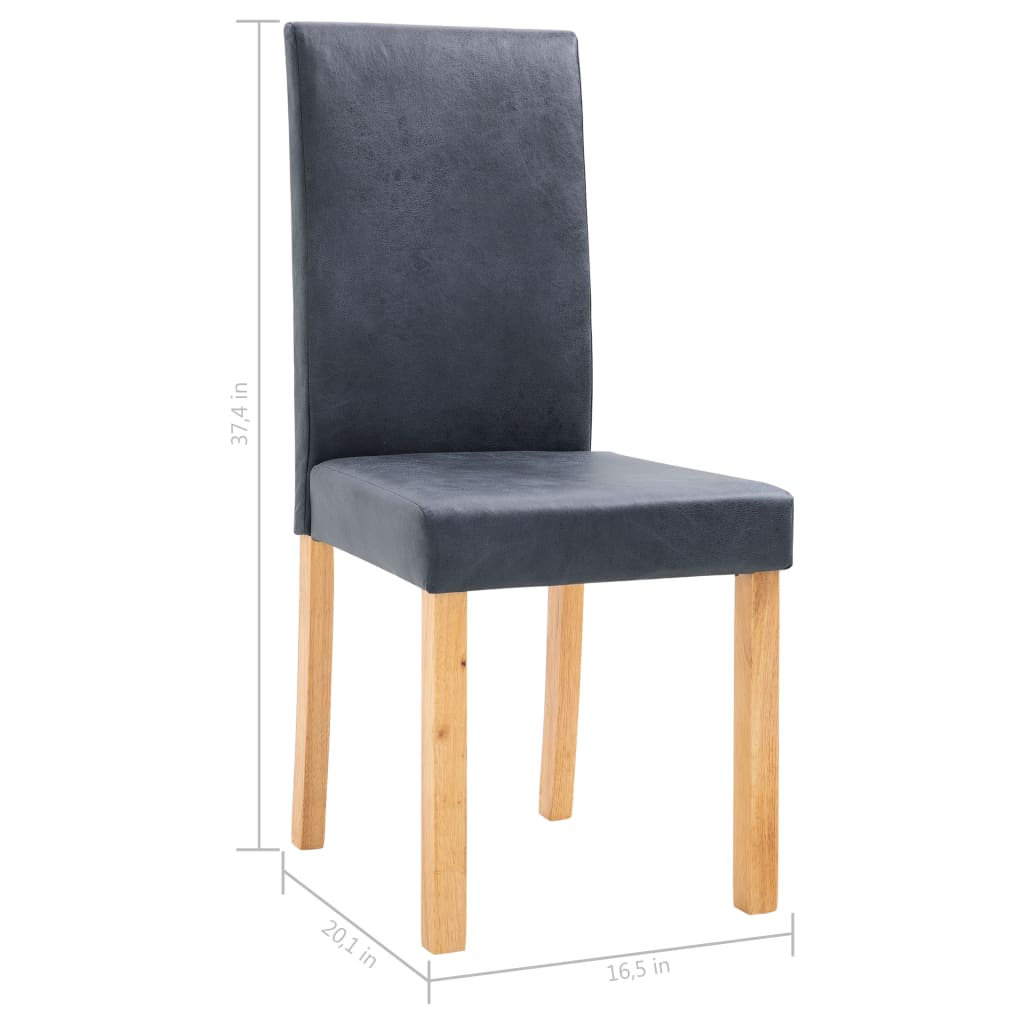 Dining Chairs 2 pcs Gray Faux Suede Leather