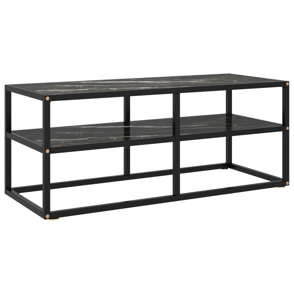 TV Stand Black with Tempered Glass 39.4"x15.7"x15.7"