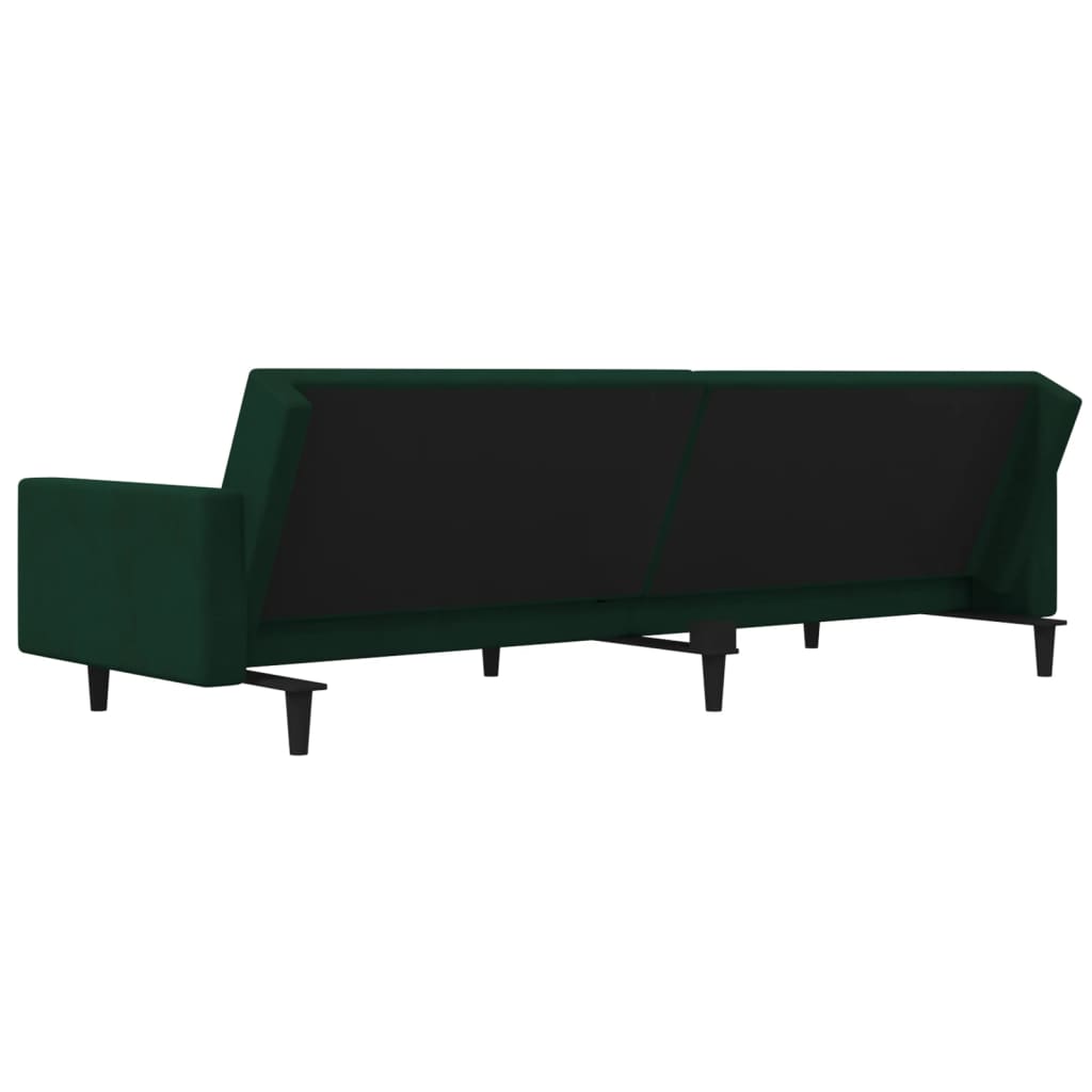 2-Seater Sofa Bed with Two Pillows Dark Green Velvet