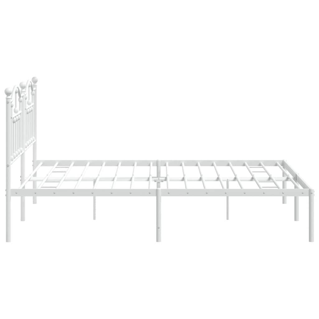 Metal Bed Frame without Mattress with Headboard White 72"x83.9"