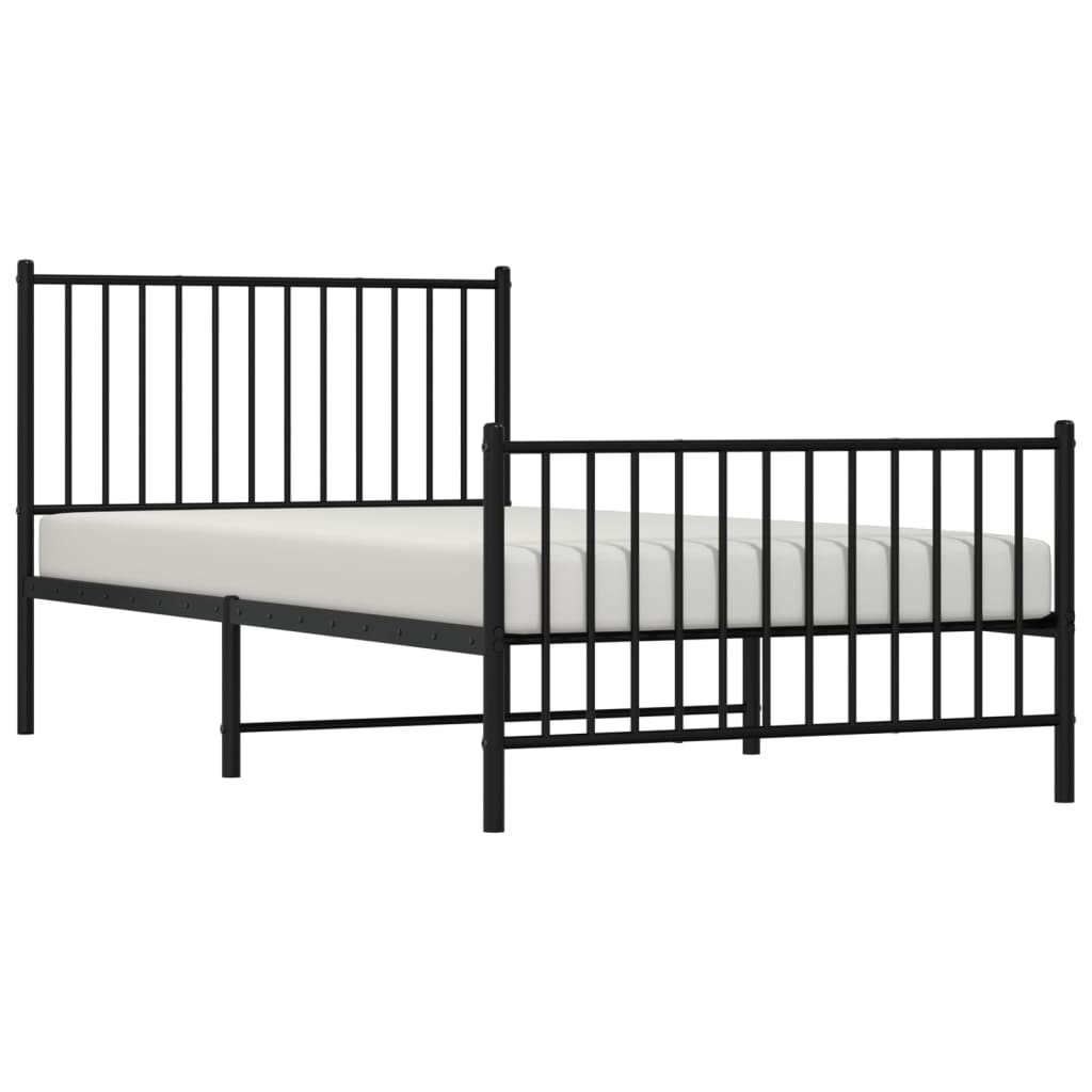 Metal Bed Frame without Mattress with Footboard Black 39.4"x78.7"