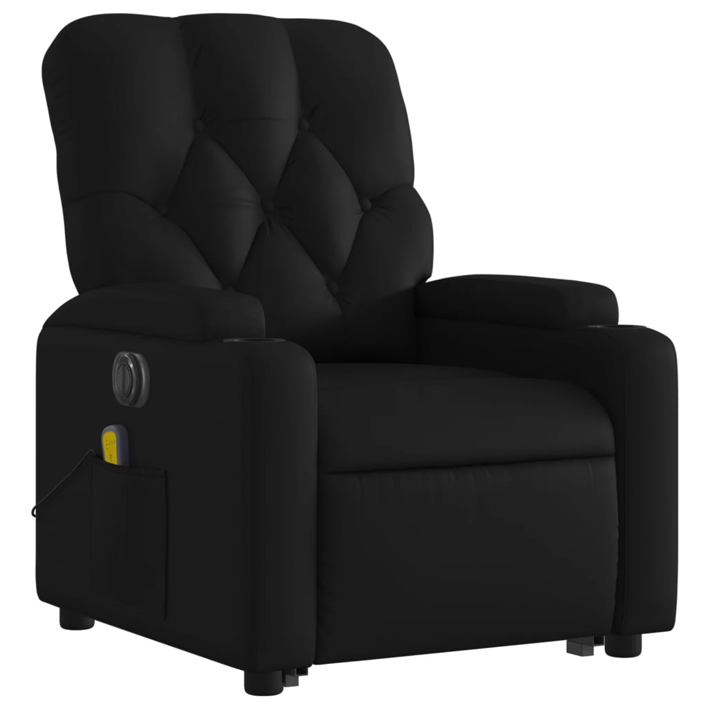 Electric Stand up Massage Recliner Chair Black Faux Leather