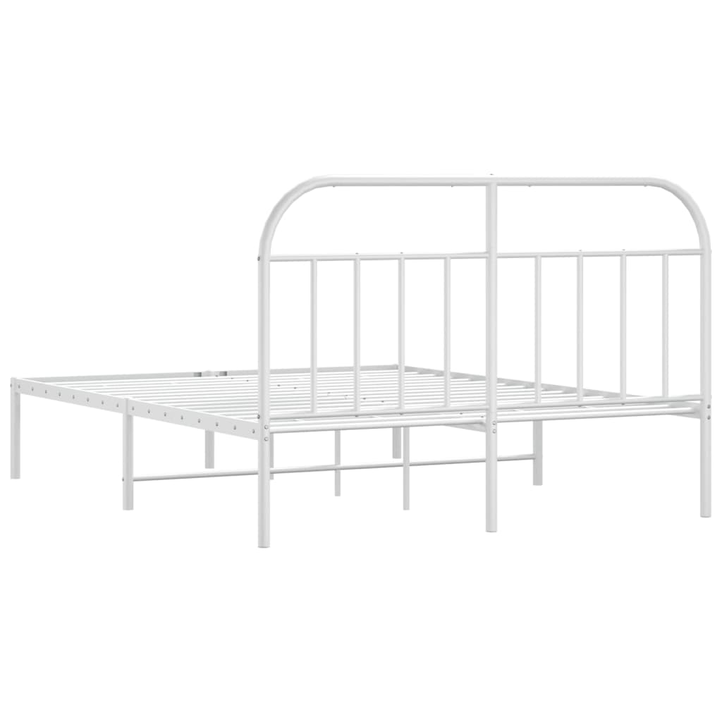 Metal Bed Frame without Mattress with Headboard White 59.1"x78.7"