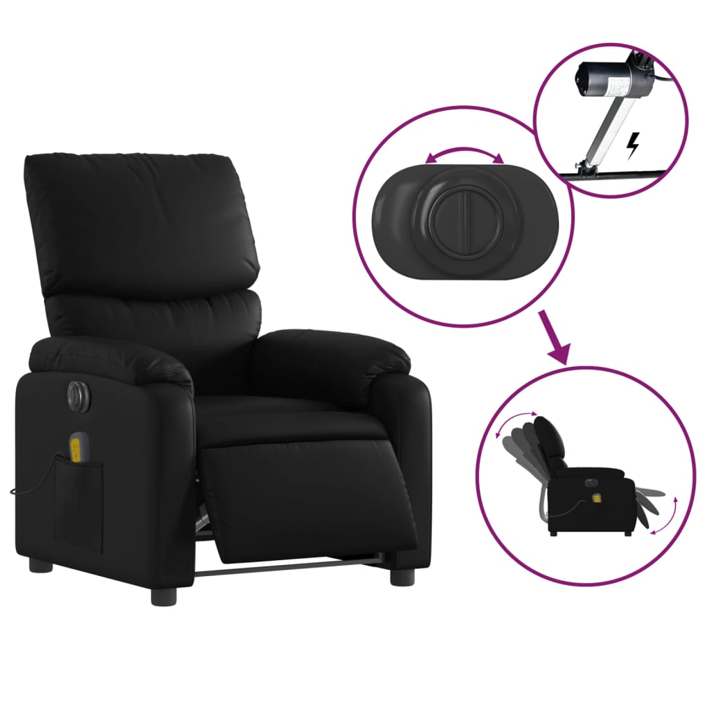 Electric Massage Recliner Chair Black Faux Leather