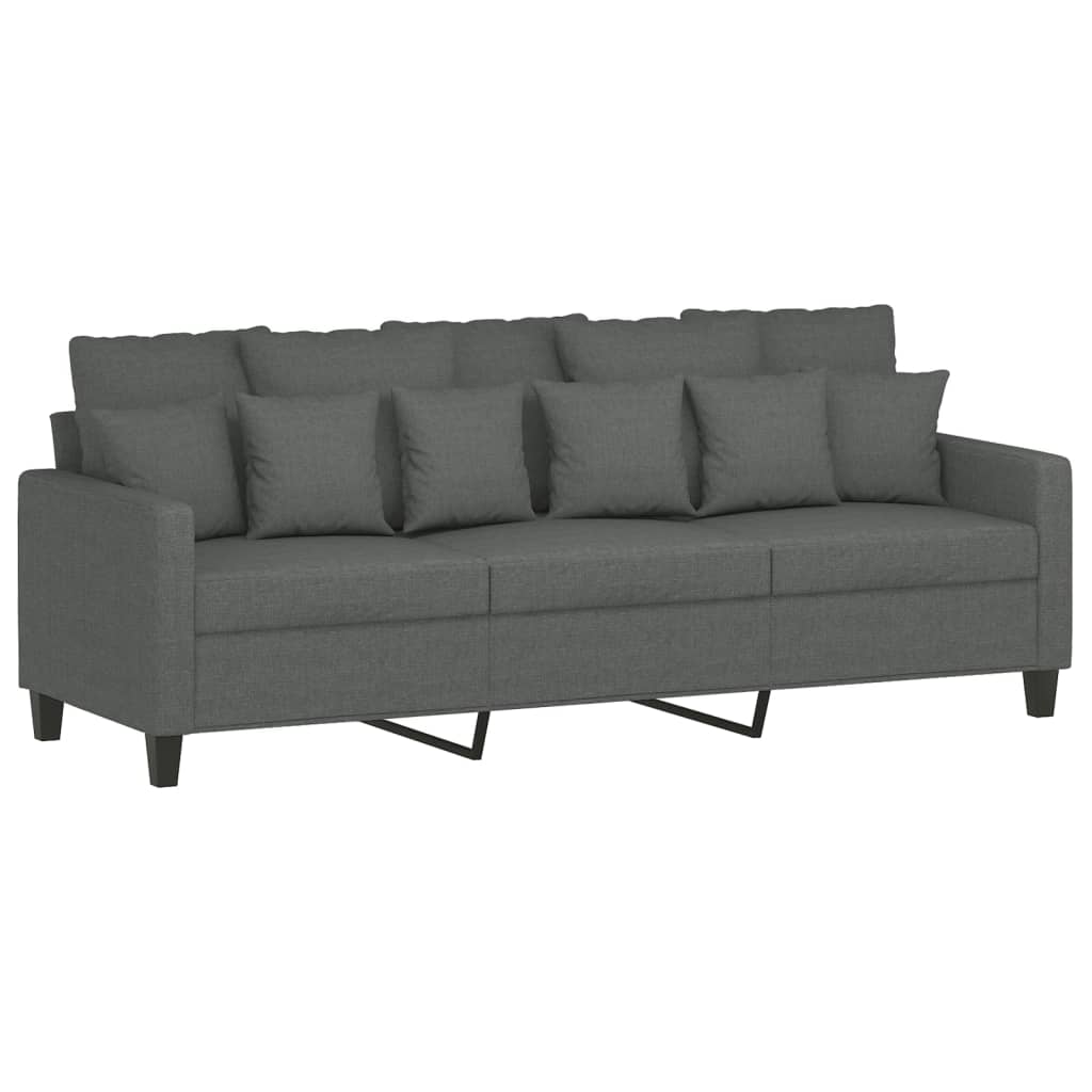 4 Piece Sofa Set with Pillows Dark Gray Fabric