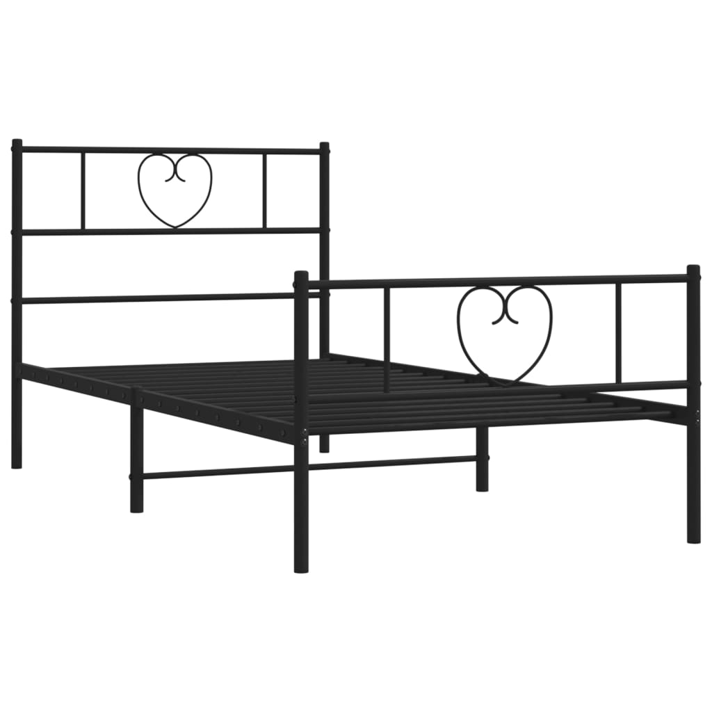 Metal Bed Frame without Mattress with Footboard Black 39.4"x78.7"