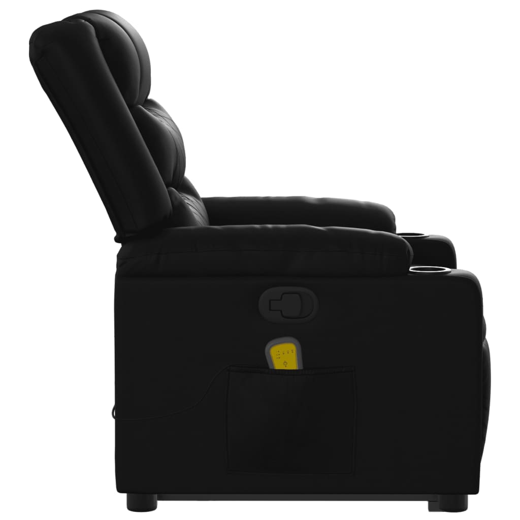 Stand up Massage Recliner Chair Black Faux Leather