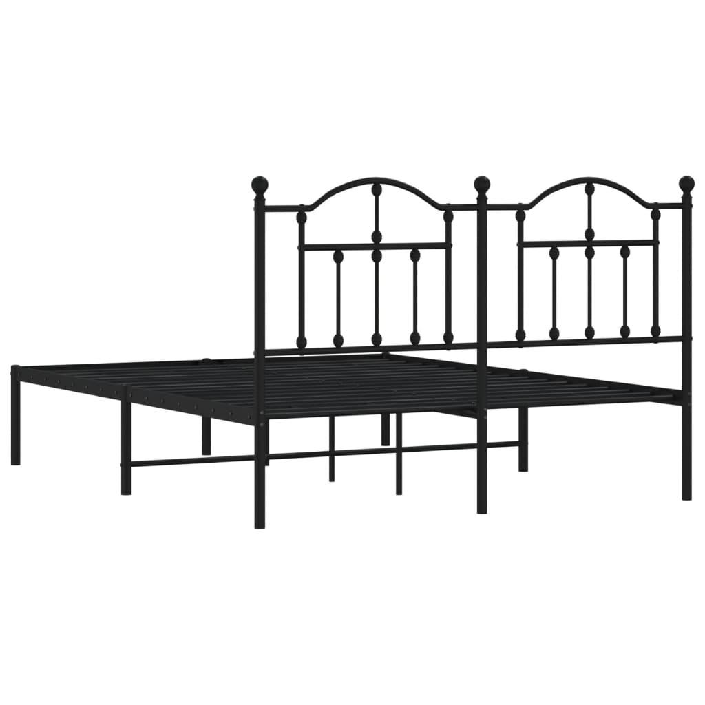 Metal Bed Frame without Mattress with Headboard Black 53.1"x74.8"