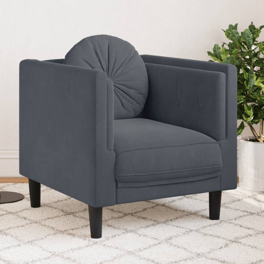 Sofa Chair with Cushion Dark Gray Velvet