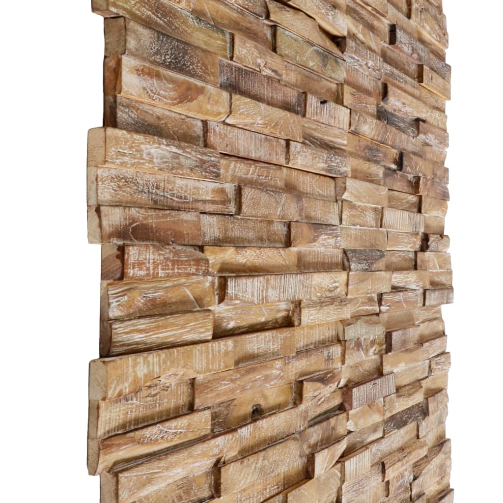 3D Wall Cladding Panels 10 pcs 10.9 ft² Solid Teak Wood