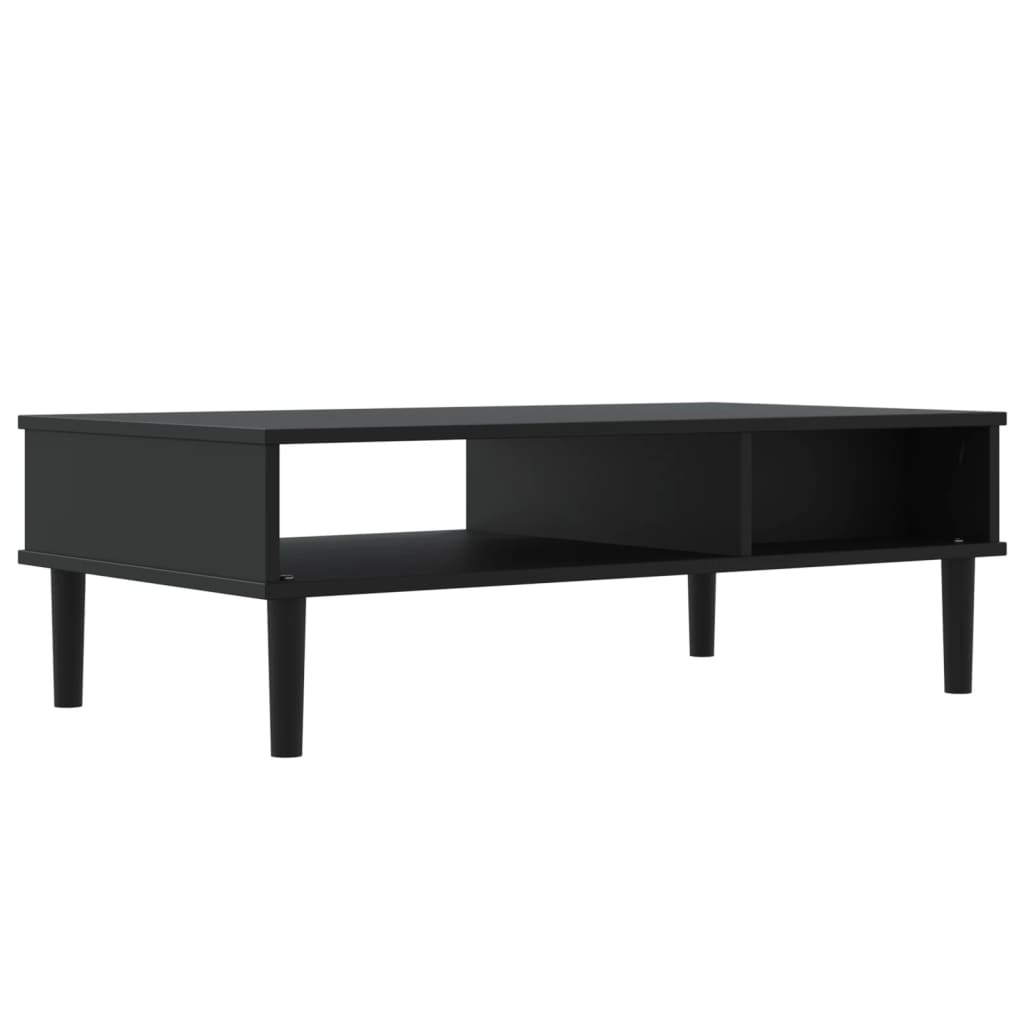 Coffee Table SENJA Rattan Look Black 39.4"x21.7"x13" Solid Wood