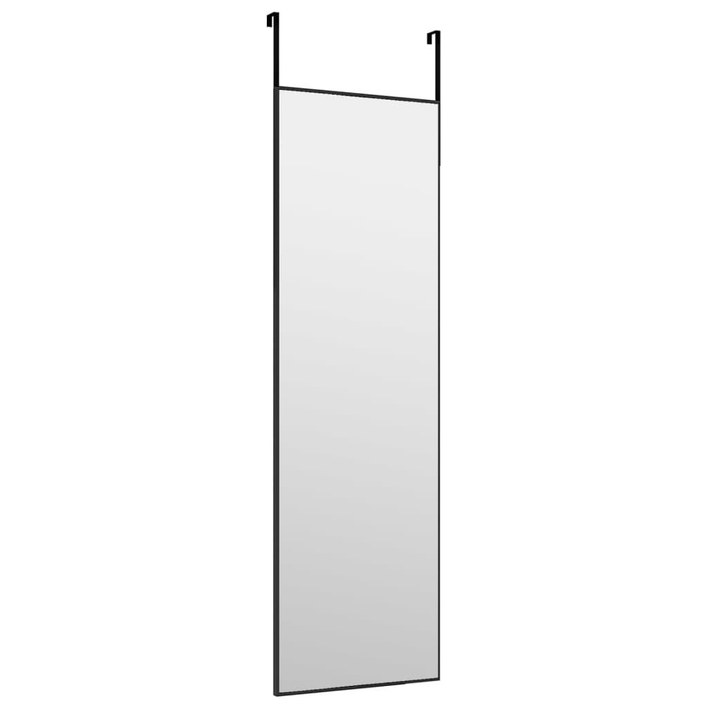 Door Mirror Black 11.8"x39.4" Glass and Aluminum