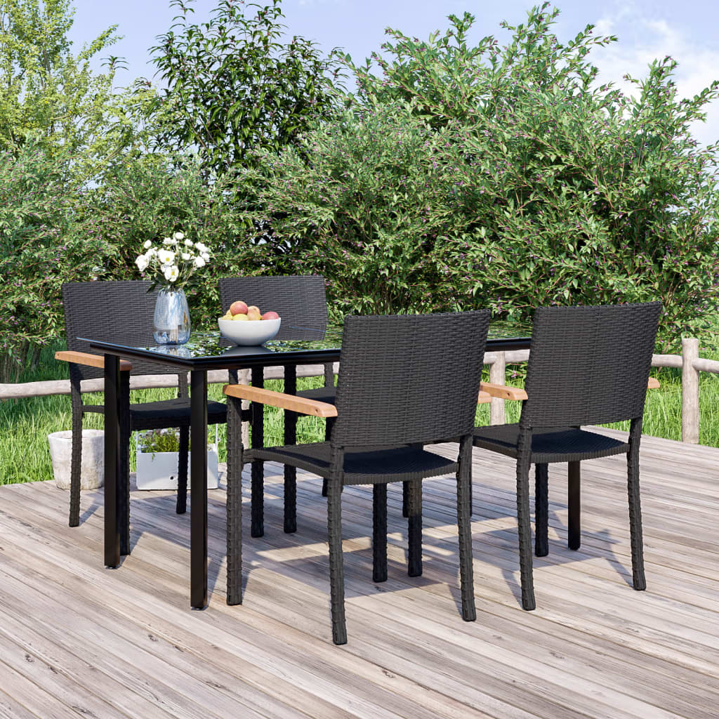 9 Piece Patio Dining Set Black