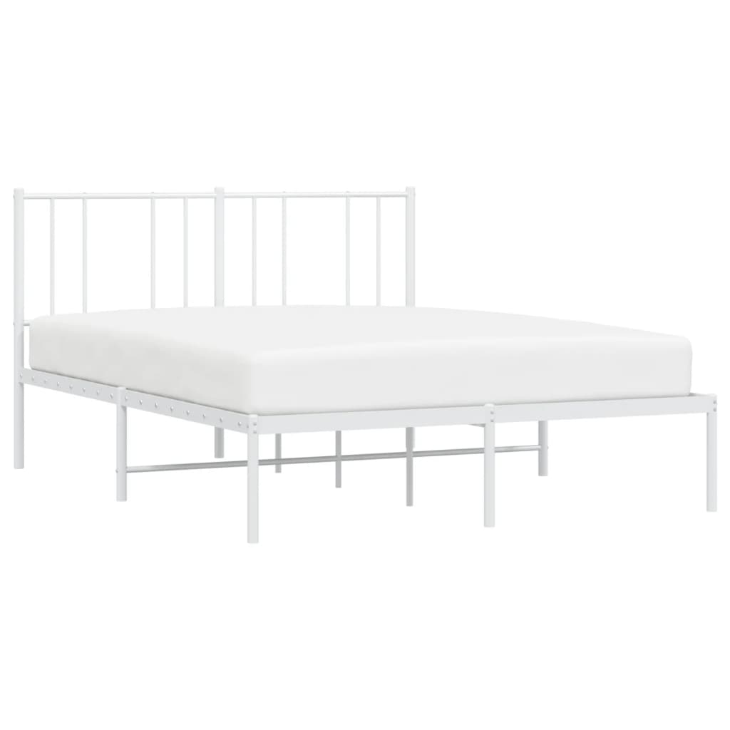 Metal Bed Frame without Mattress with Headboard White 53.1"x74.8"