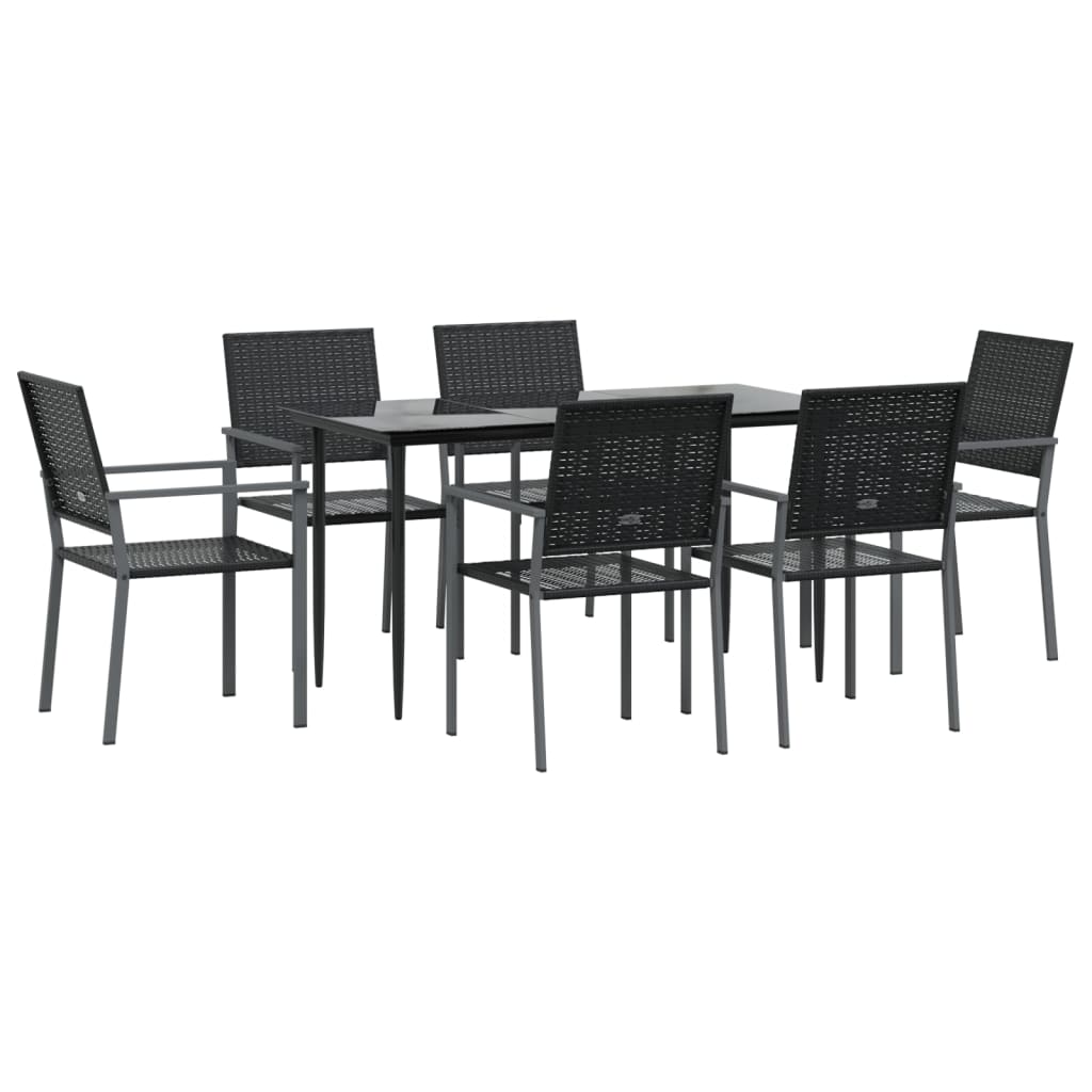 7 Piece Patio Dining Set Poly Rattan and Steel