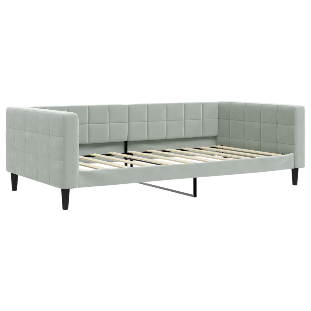 Day Bed without Mattress Light Gray 39.4"x74.8" Velvet