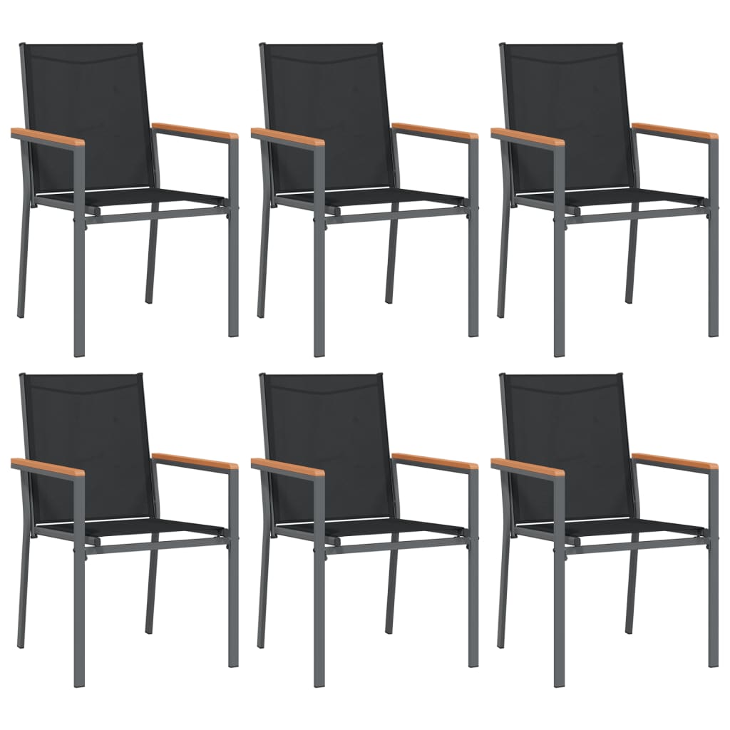 Patio Chairs 6 pcs Black 21.7"x24.2"x35.4" Textilene and Steel