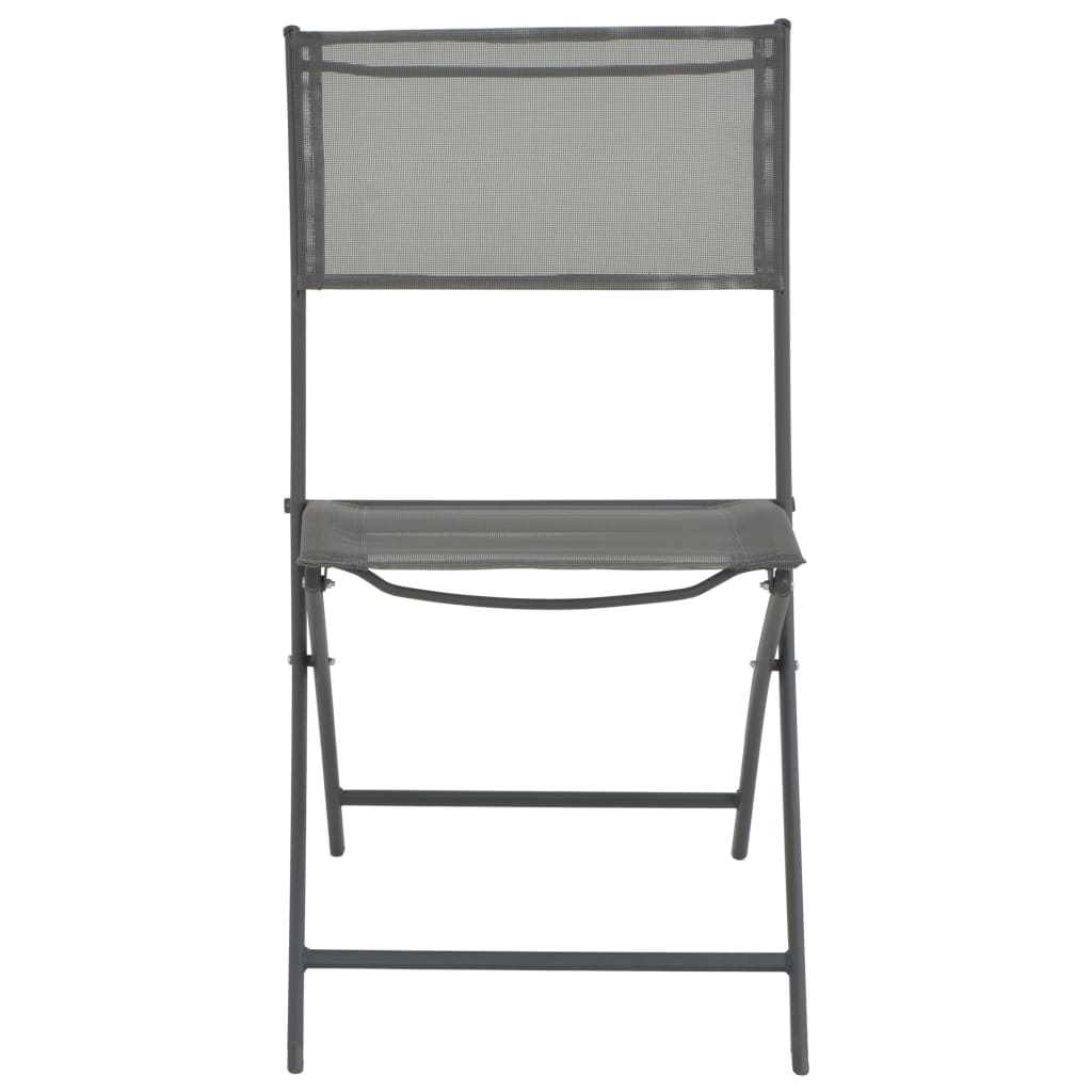 Folding Patio Chairs 4 pcs Gray Steel and Textilene