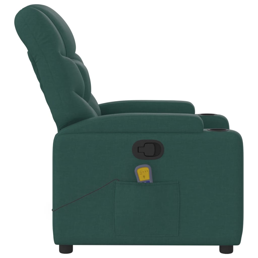 Massage Recliner Chair Dark Green Fabric