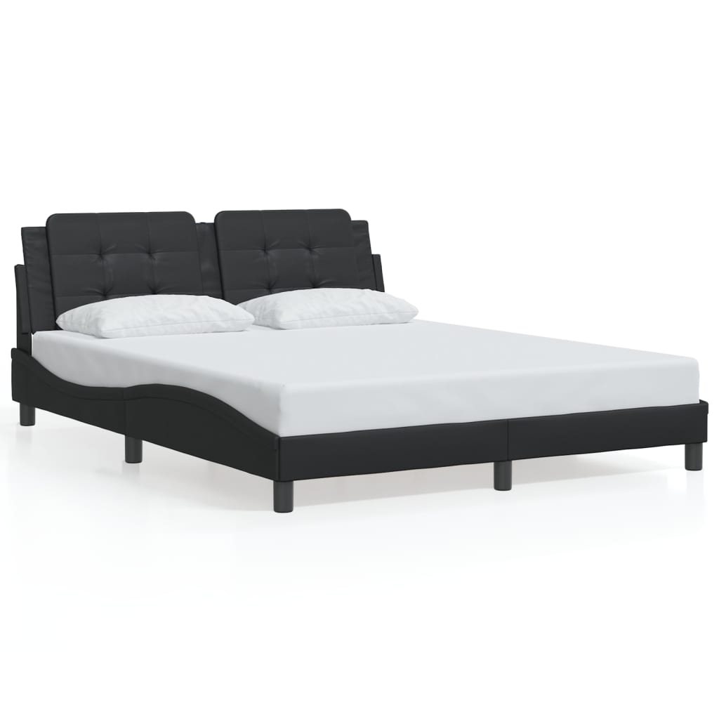 Bed Frame with LED without Mattress Black and White 59.8"x79.9"