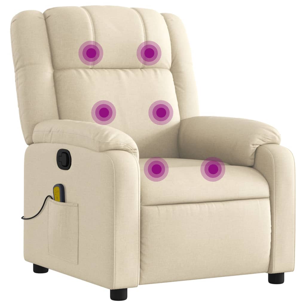 Massage Recliner Chair Cream Fabric