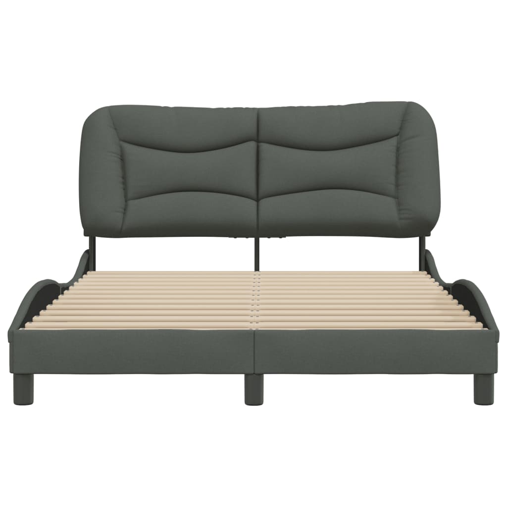 Bed Frame without Mattress Dark Gray 53.9"x74.8" Fabric