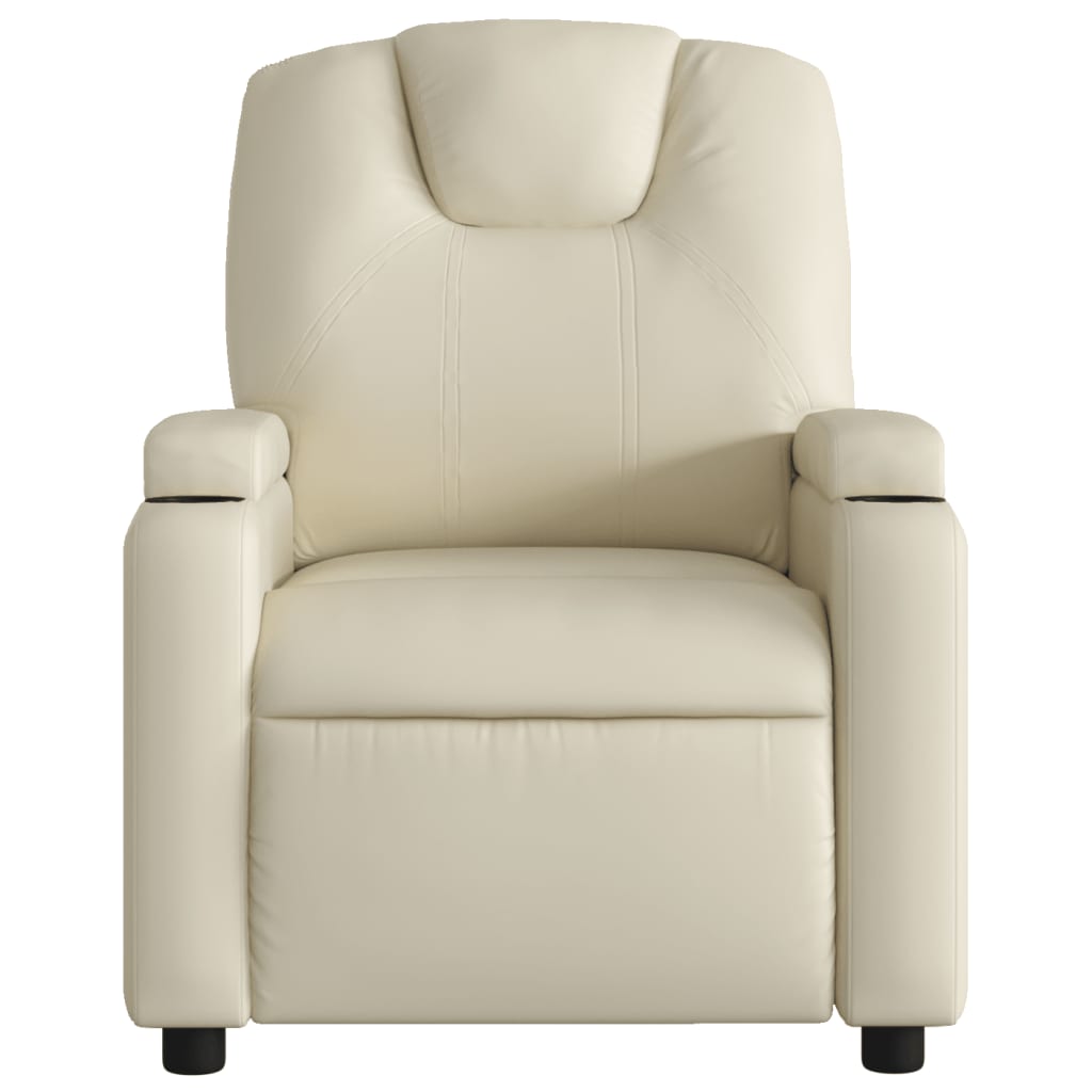 Recliner Chair Cream Faux Leather