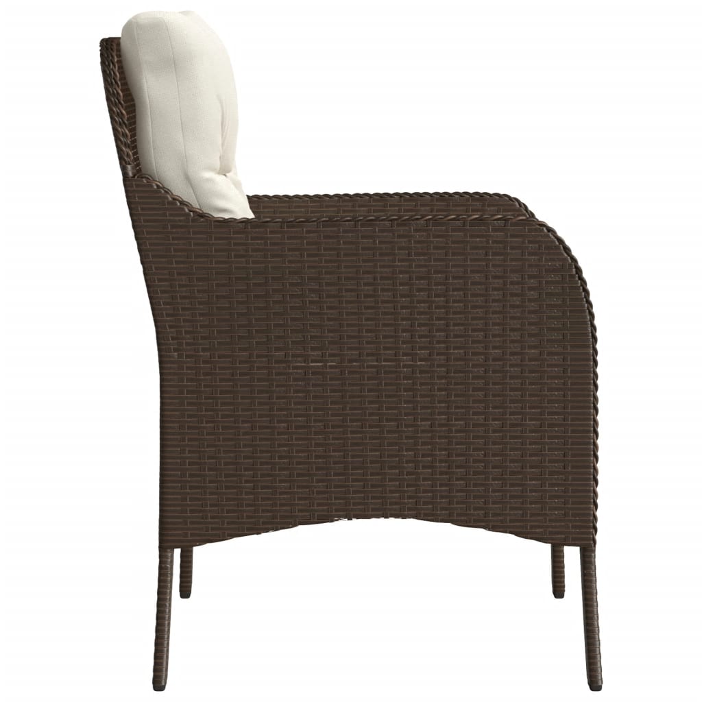 Patio Chairs with Cushions 2 pcs Brown Poly Rattan