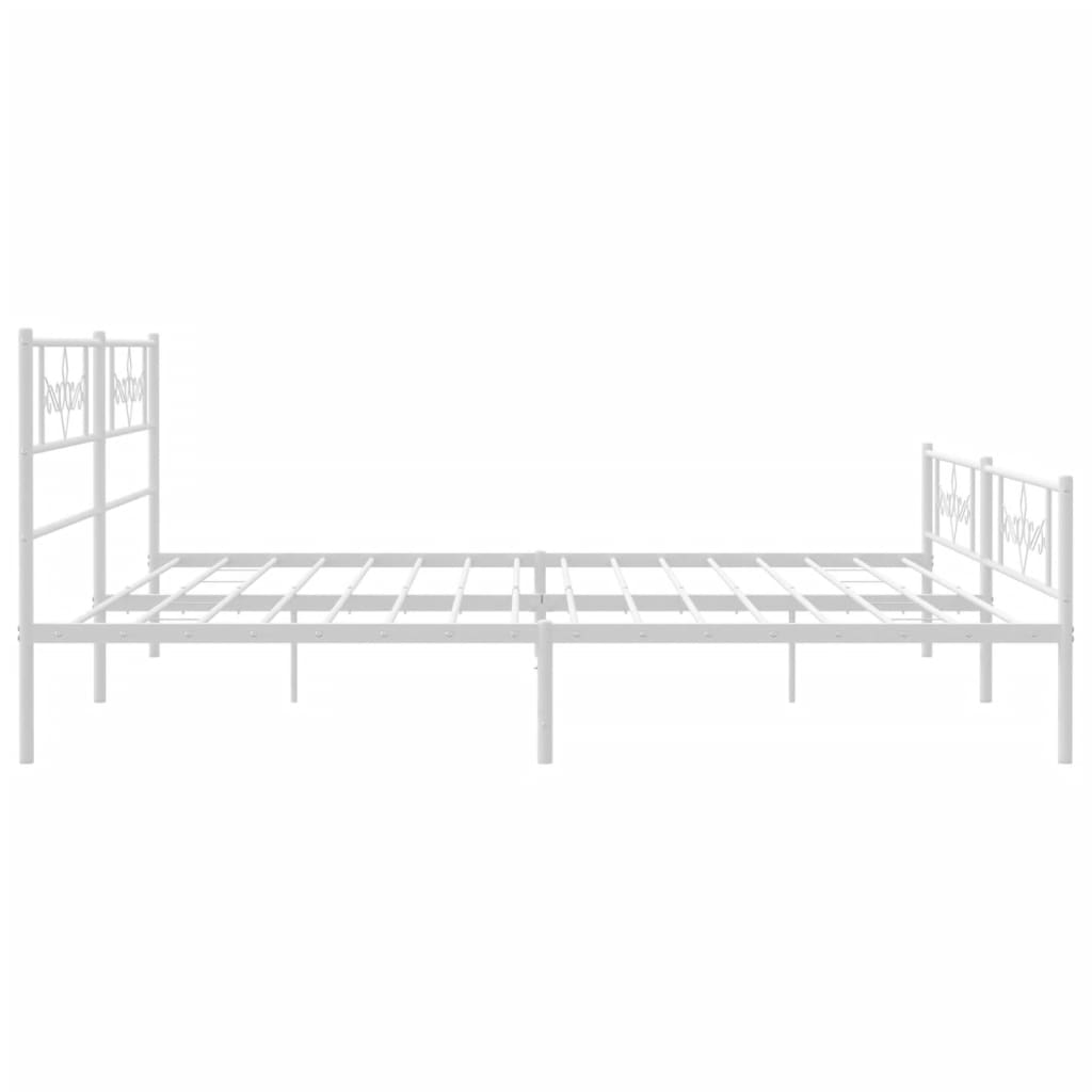 Metal Bed Frame without Mattress with Footboard White 72"x83.9"