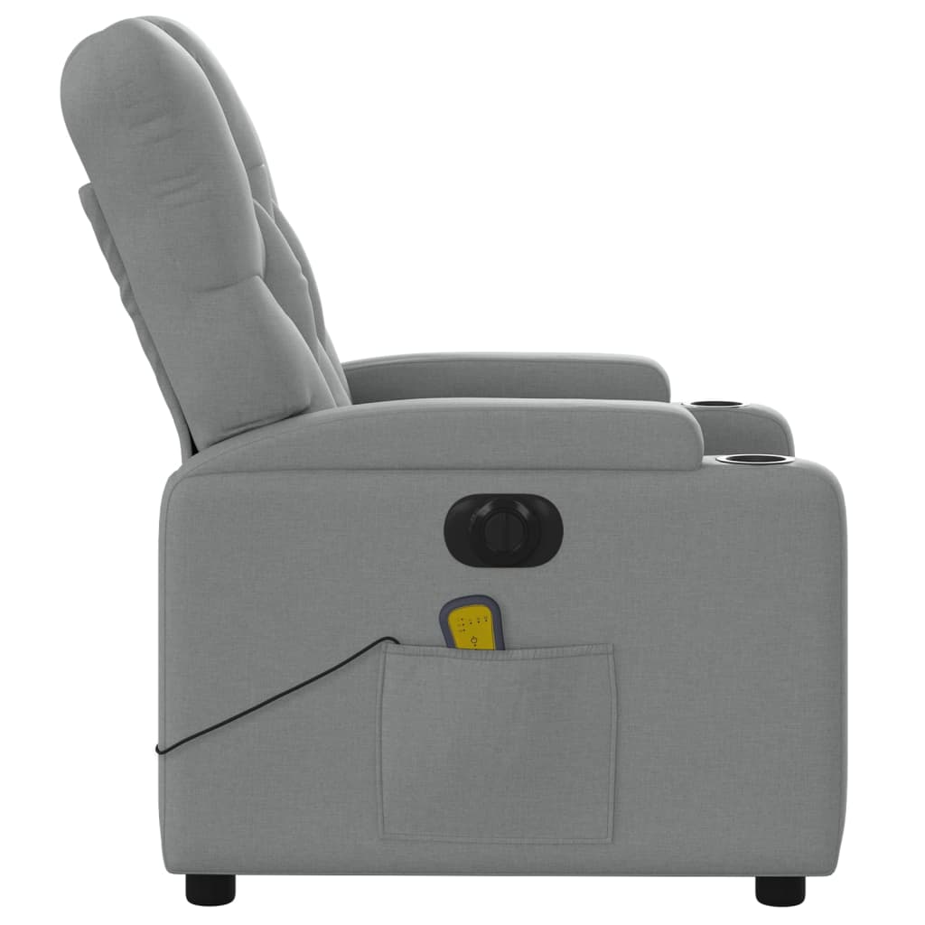 Electric Massage Recliner Chair Light Gray Fabric