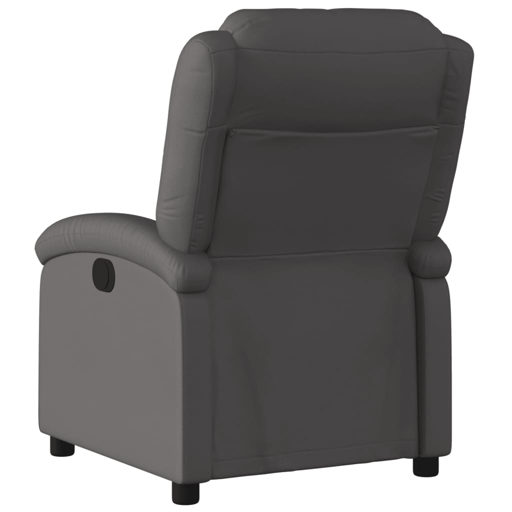 Recliner Chair Gray Real Leather