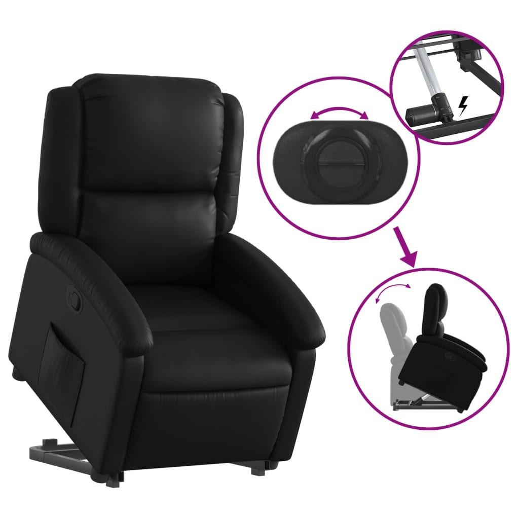 Stand up Recliner Chair Black Faux Leather