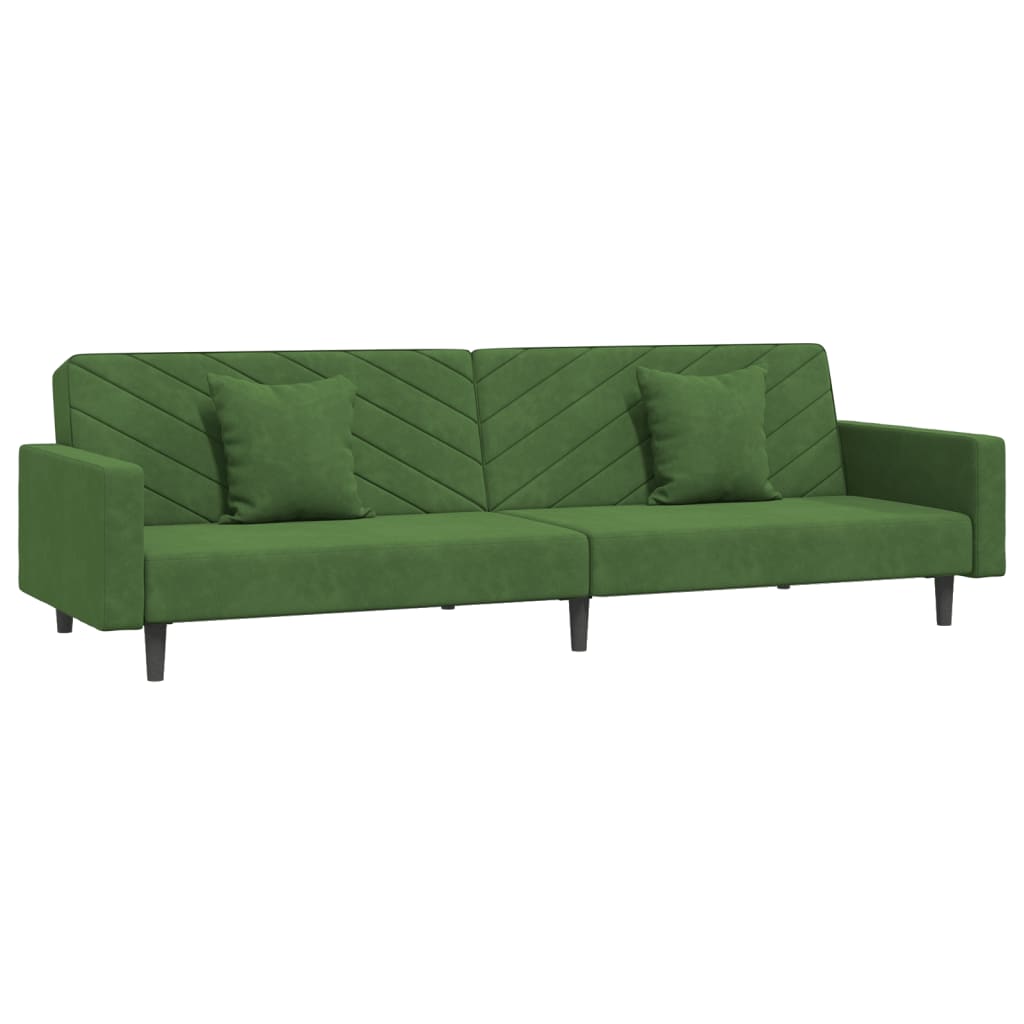 2-Seater Sofa Bed with Two Pillows Dark Green Velvet