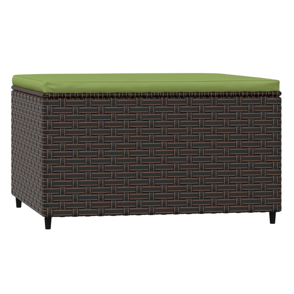 Patio Footrest with Cushion Brown Poly Rattan