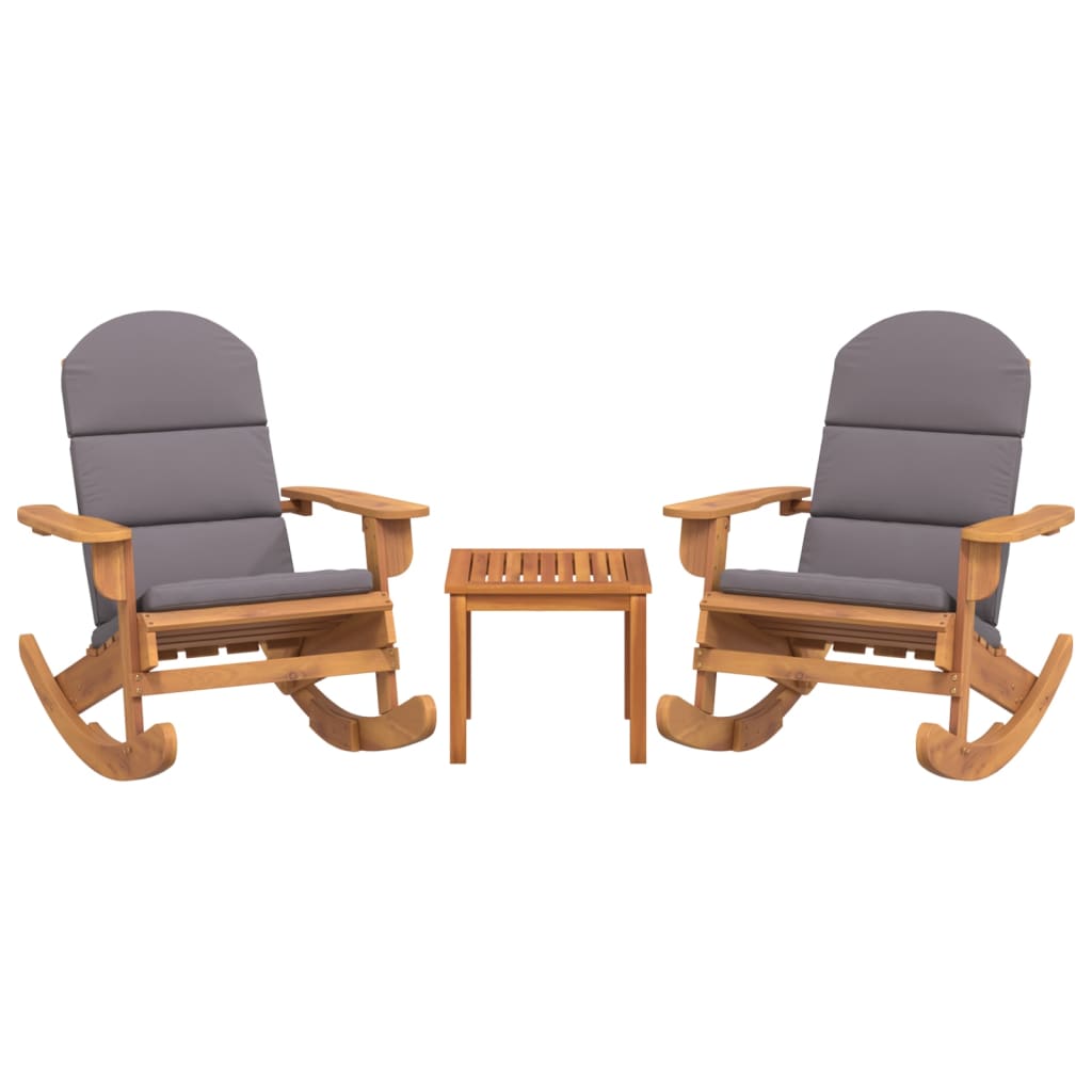 3 Piece Adirondack Patio Lounge Set Solid Wood Acacia